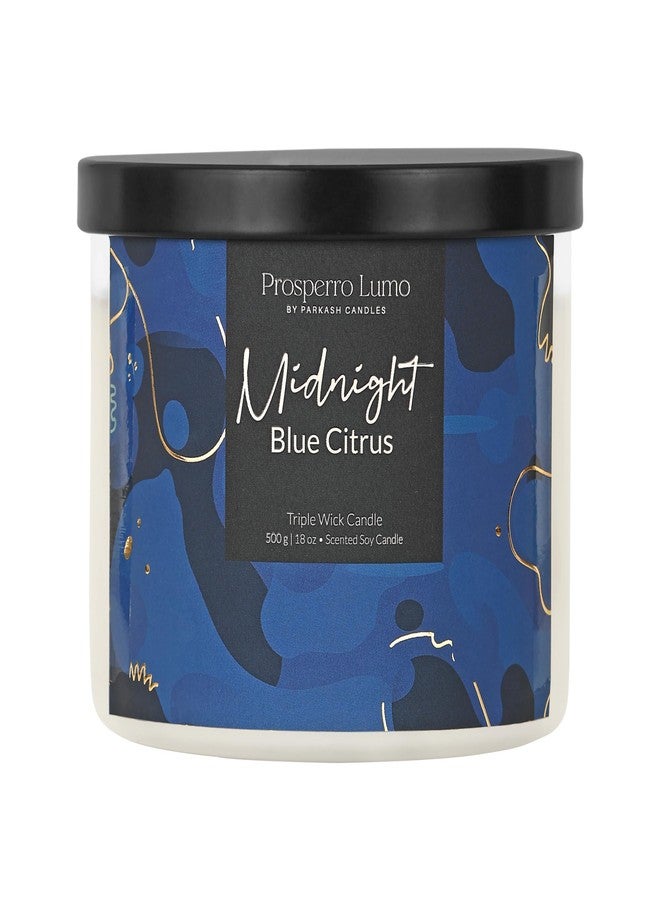 PROSPERRO LUMO by Parkash Candles Premium Scented Soy Wax Candle 500 gm 35-40 Hrs Luxury Aroma Therapy Triple Wick Votive Jar Candle | Scented Candles for Home Decor Gift Set (Midnight Blue Citrus) - Image 5